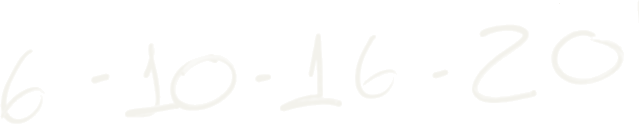 Anotação à mão do Léo: progressão 6, 10, 16, 20